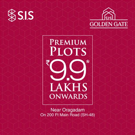 SIS Golden Gate plots 9.9Lakhs Oragadam, South India Shelters