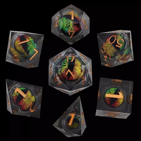 Buy D&D Dice Set, 7 Piece Sharp Edge Dragon Eye Role Playing Dice Set ...