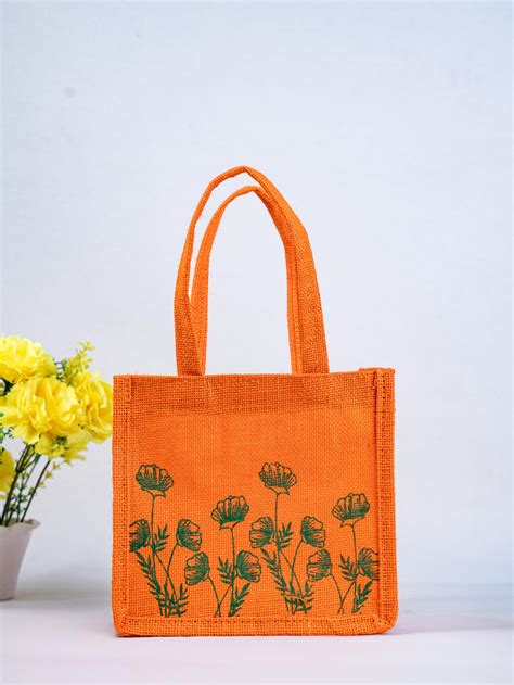 Jute Bag - Flower Design - WBG1751 – Wedtree