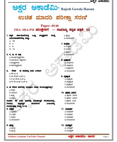 Kannada Model Question Paper-2 | JNYANABHANDAR