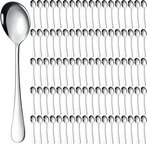 Amazon.com: Nuogo 100 Pieces Soup Spoons Set Stainless Steel Spoons ...
