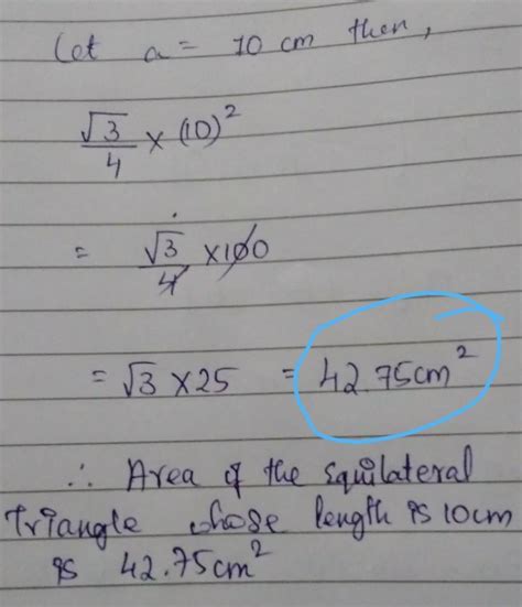 Example for equilateral triangle area formula - Brainly.in