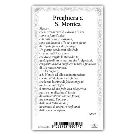 Holy card, Saint Monica, Prayer ITA, 10x5 cm | online sales on HOLYART.com
