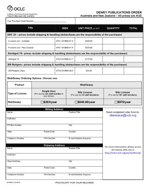 Fillable Online oclc Printable order form - OCLC - oclc Fax Email Print ...