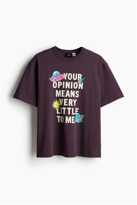 Loose Fit Printed T-shirt - Dark purple/Rick and Morty - Men | H&M IN