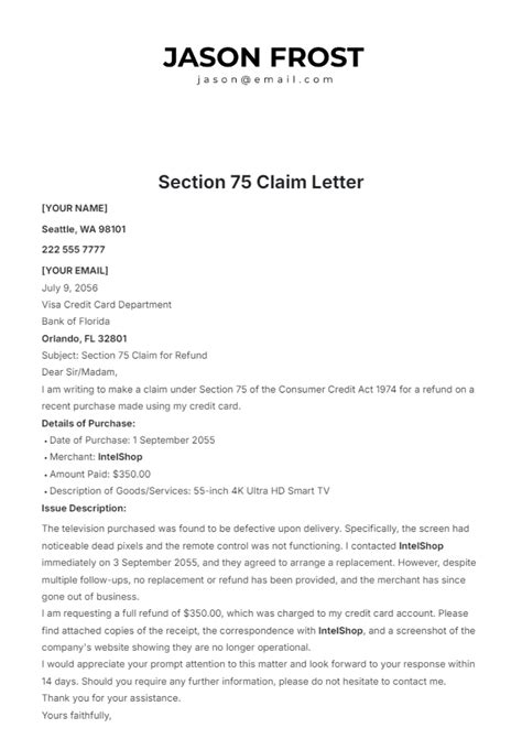 Free Sample Claims Experience Letter Template to Edit Online