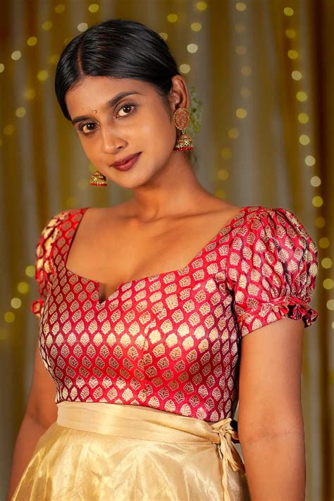 Modern Puff Sleeve Maroon Blouse for Saree - I Love Sarees - I Love Sarees