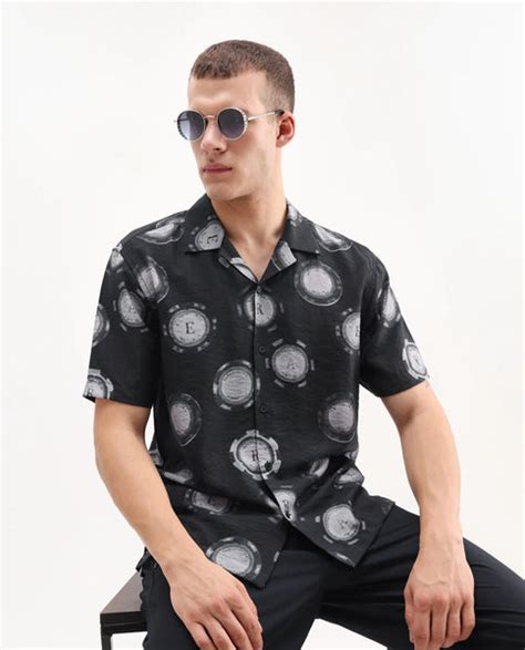 Buy Crix - Dusky Purple Relaxed Fit Geometric Print Shirt| Rare Rabbit