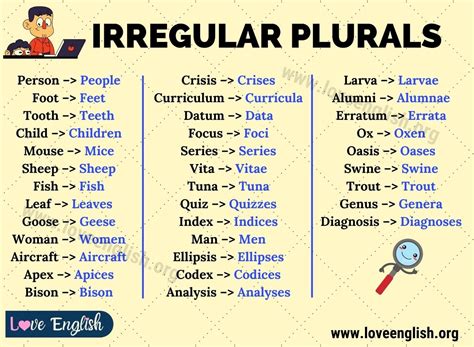 Irregular Plural Nouns: The Helpful List of 35+ Irregular Plurals in ...