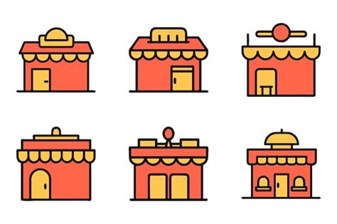 Restaurant icon set in line art vector | Premium Vector