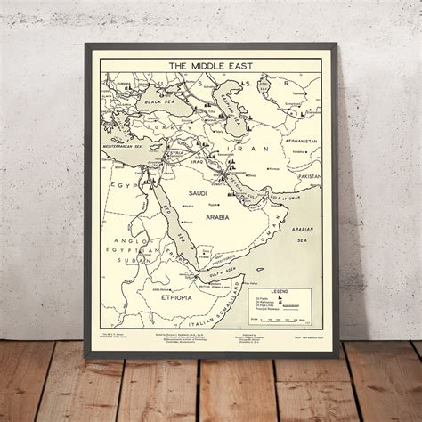 Old Map of Middle East Oil Industry by Padelford, 1950: Oil Fields, Pi ...