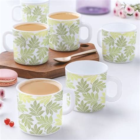 Larah by BOROSIL Maria Opalware Mug, Set of 12 Tea/Coffee Mugs, 180 ml ...