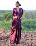 Purple BlockPrinted Modal Silk Saree - Rang | Chidiyaa