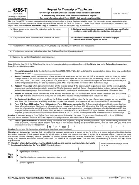 Fillable Online How to Complete an IRS Form 4506-T for Tax Return ...