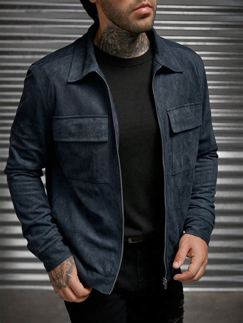 Manfinity VCAY Men Flap Pocket Zip Up Loose Jacket Without Tee | SHEIN USA