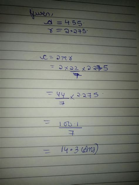 find the circumference of a circle whose diameter is 4.55cm - Brainly.in
