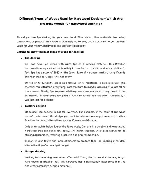 PPT - Different Types of Woods Used for Hardwood Decking—Which Are the ...