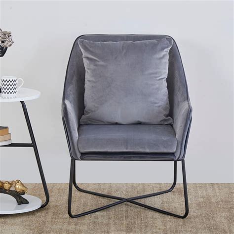 Buy Polaris Velvet Tea Chair - Grey from Home Centre at just INR 14995.0