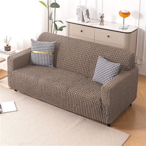 Buy Mocha Brown Colour Aria Nova Bubble Stretchable Sofa Cover – HOKIPO ...