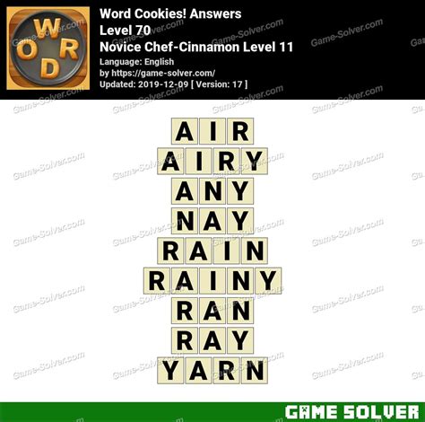 Cinnamon 11 Word Cookies