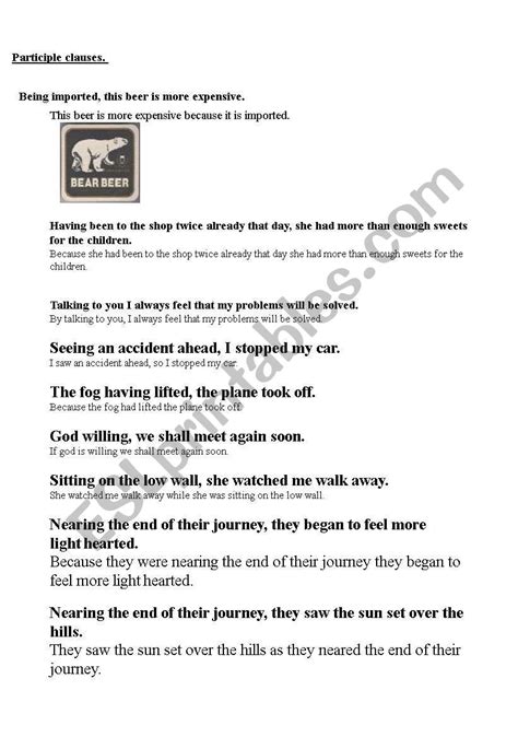 Image result for Participle Clauses Practice