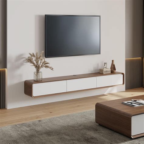 POVISON Fully-Assembled Modern Floating TV Stand,79"Modern Wall-Mounted ...
