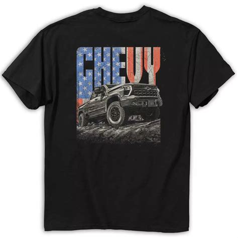 Chevrolet CHEVY Like A Rock USA Flag T-Shirt, Black Cotton Tee Celebrating American Heritage ...