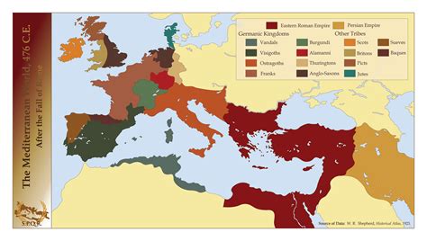 Nrken19 on Twitter: "Map of the Mediterranean world in 476 AD after the ...