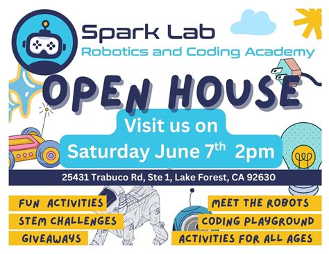 Open House at Spark Lab Robotics and Coding Academy!, 25431 Trabuco ...