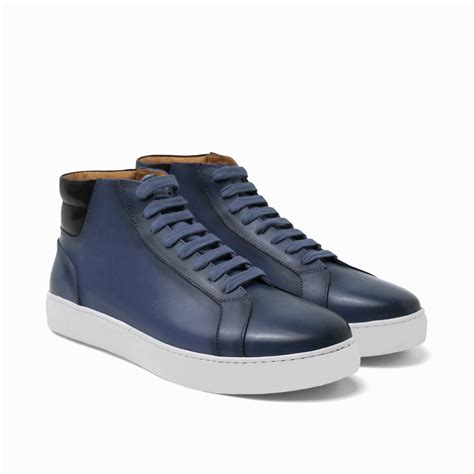 Height Increasing Navy Blue Leather Angus Sneaker Boots – NCR - Costoso ...