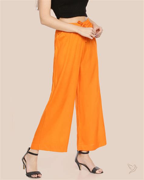 Solid Wide Leg Palazzo - Fiery Orange