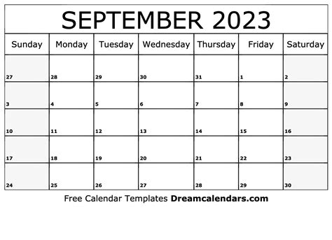 Free Printable September 2025 Calendar