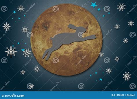 Rabbit on the Moon from Recycled Papercraft Stock Illustration ...