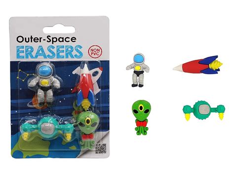 Hk Toys 4 Cartoon Style Space Theme Erasers for Kids School Supplies ...