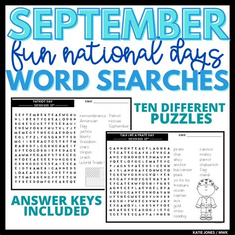September Word Search Puzzles | Made By Teachers
