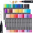 SUPER TOY 60 Shades Dual Tip Brush Marker Fineline Color Pens Set for ...