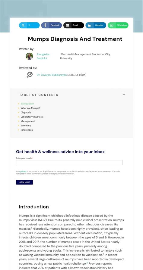 I’m thrilled to share that my article, "Mumps Diagnosis and Treatment", has been published on ...