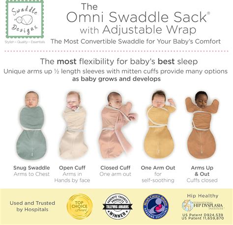 SwaddleDesigns 6-Way Omni Swaddle Sack Arms Up Swaddle for Newborn, More Options to Calm Startle ...