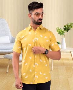 BASE 41 Men Printed Casual Black, White, Yellow Shirt - Buy BASE 41 Men ...