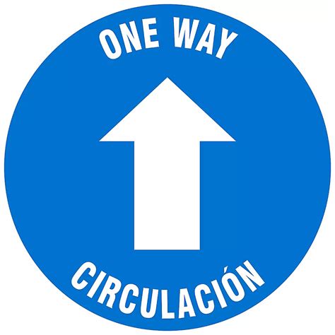 Bilingual English/Spanish Warehouse Floor Sign - "One Way Circulación ...