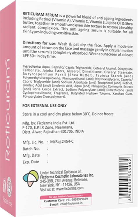 Buy FIXDERMA RETICURAM SERUM 15 ML Online & Get Upto 60% OFF at PharmEasy