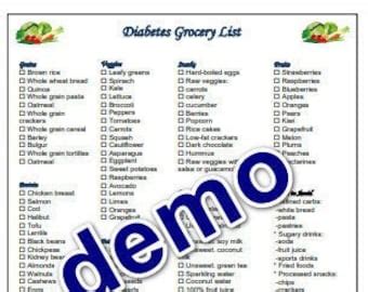 Buy EDITABLE Diabetic Food Grocery List Shopping Printable Instant ...