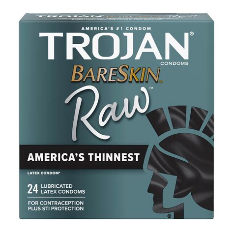 TROJAN BareSkin Raw Lubricated Thin Condoms, 24 Count Pack - Walmart.com