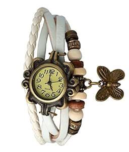 MVS Butterfly Pendant Leather Bracelet Watch - Analog Display - Off ...