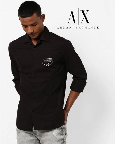 ARM*NI EXCH*NGE || Premium Quality Nappa Effect Logo Shirt – FASHION MYST