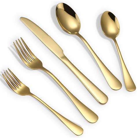 Briout Gold Silverware Set - 20 Piece Stainless India | Ubuy