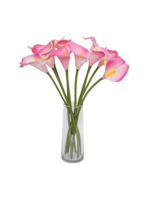 Buy | Set of 10 Pink and Green Artificial Calla Lily Flower Bunches ...