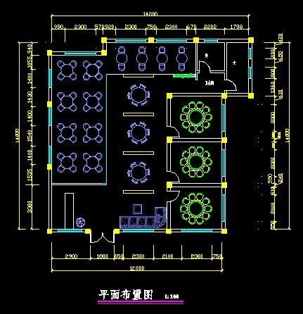 北京500平米烤肉铁板烧店装修施工CAD设计图_主题餐厅_土木在线