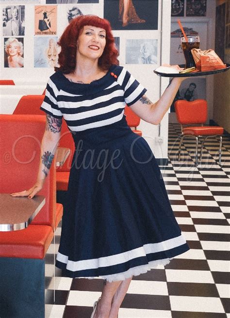 Dolly and Dotty 50's Retro Maritim Streifen Swing Kleid "Darlene" in ...