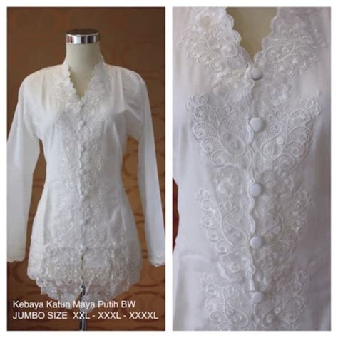 Jual Kebaya Encim Modern Spesial Putih Senada Tangan 7/8 kebaya kartini ...
